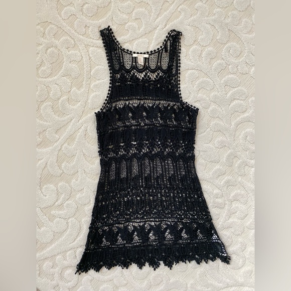 Forever 21 Black Crochet Beach Cover Up / Dress - Picture 1 of 2